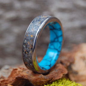FROM OUR LIFE BEFORE |  Garnet and Icelandic Beach Sands - Titanium Wedding Rings - Minter and Richter Designs