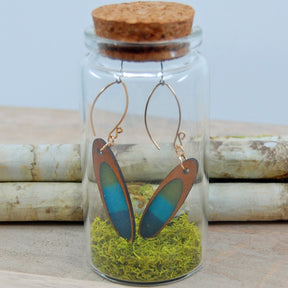 PACIFIC BLUES EARRINGS | Handmade Cherry Wood Gold Earrings - Minter and Richter Designs