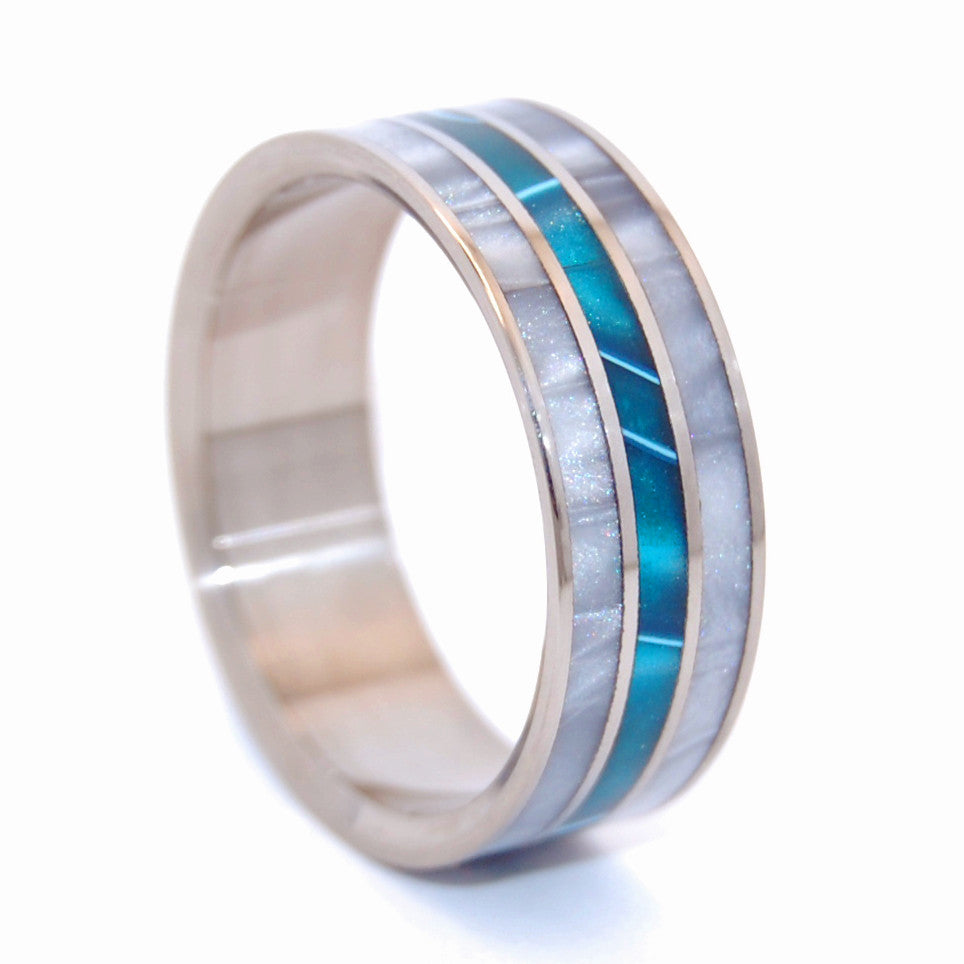 Peek Through Aquatic Blue | Handcrafted Titanium Wedding Ring - Minter and Richter Designs