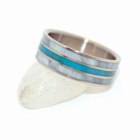 Peek Through Turquoise | Handcrafted Titanium Wedding Ring - Minter and Richter Designs