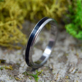 ROUNDED BEAM OF DARKNESS | Onyx Stone & Titanium Women's Wedding Rings - Minter and Richter Designs