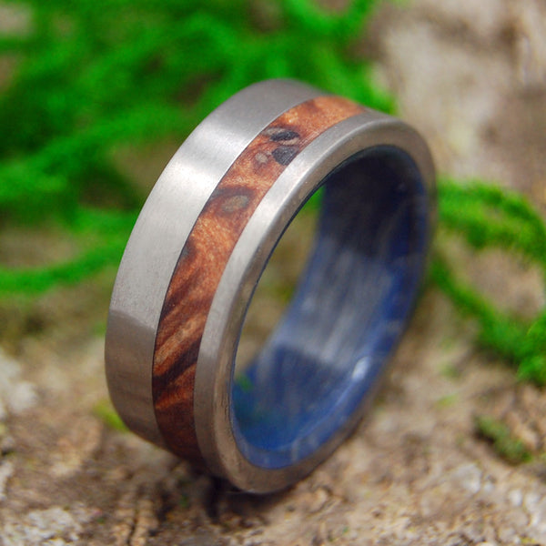 Black Zirconium Men's Ring with Wood Inlay Custom Made Wedding Band |  Revolution Jewelry