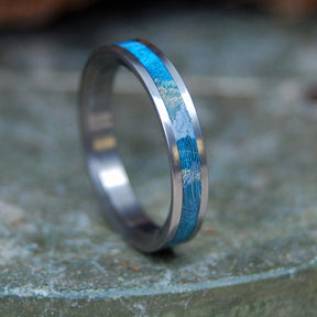 LIGHT STARRY STARRY NIGHT | Blue Box Elder Wood - Wooden Wedding Rings - Minter and Richter Designs