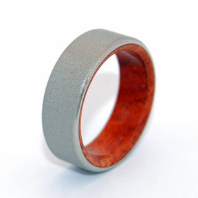 SANCTUM SANDBLASTED | Amboyna Burl Wood & Titanium - Wooden Wedding Rings - Minter and Richter Designs