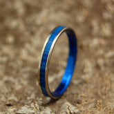 SAPPHIRE BLUE | Blue Marbled Resin Titanium Wedding Rings - Minter and Richter Designs