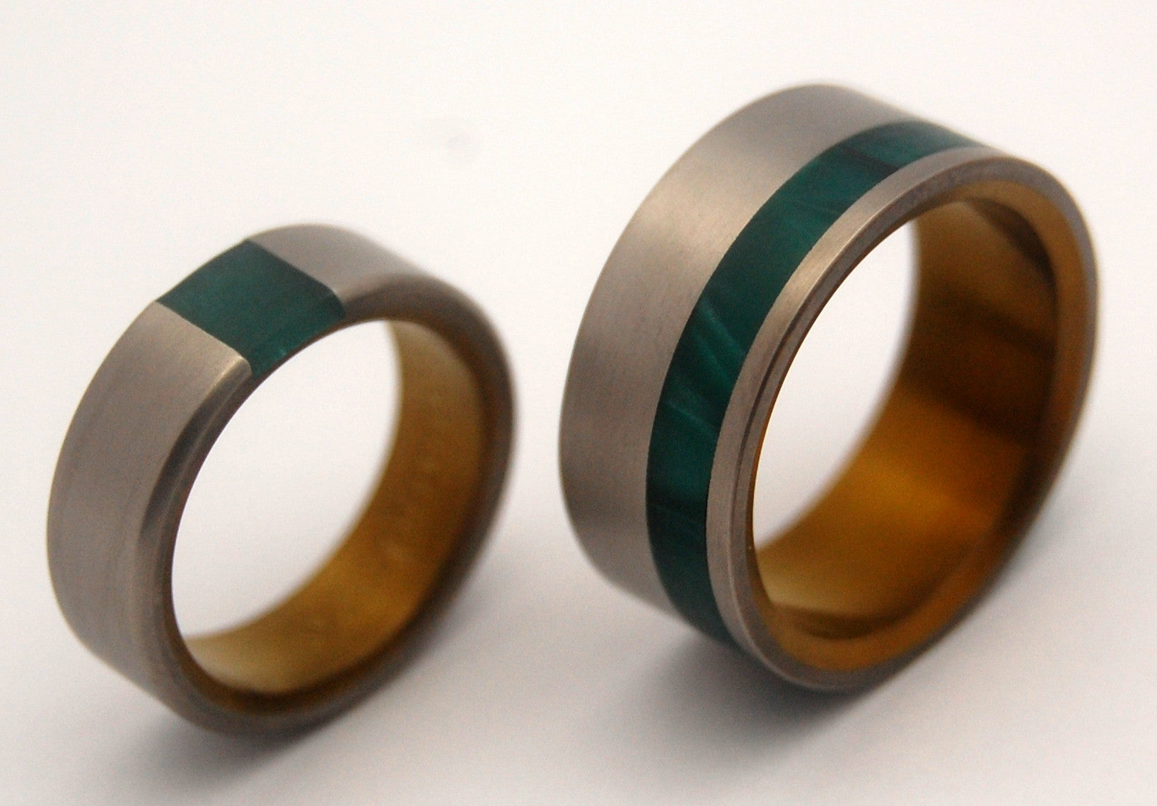 ARRANT JADE & HUMMINGBIRD | Titanium & Stone Wedding Rings - Minter and Richter Designs