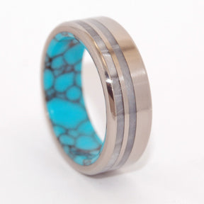 STRONG & BRIGHT | Turquoise & Gray Pearl Opalescent Resin - Titanium Wedding Rings - Minter and Richter Designs
