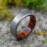 Tales of Eden | SIZE 8.75 AT 6.4MM | Red Palm Wood | Titanium Wedding Rings | On Sale - Minter and Richter Designs