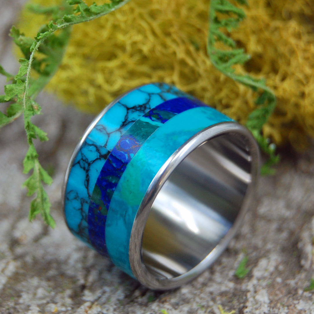 FLUID WE FLOAT | Titanium & Stone Handmade Wedding Rings - Minter and Richter Designs