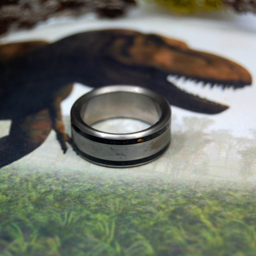 T-REX DINO-MIGHT | Dinosaur Bone & Meteorite Wedding Ring - Minter and Richter Designs