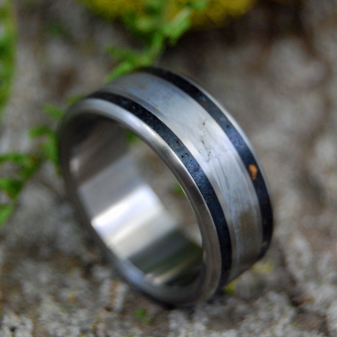 T-REX DINO-MIGHT | Dinosaur Bone & Meteorite Wedding Ring - Minter and Richter Designs