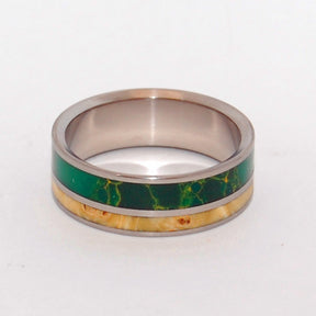 The Earth Romanced The Sun | Jade and Wood Titanium Wedding Ring - Minter and Richter Designs