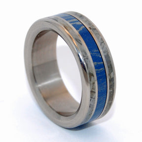 FINAL FRONTIER | Meteorite & Blue Silver Mokume Gane M3 Titanium Wedding Rings for Men and Women - Minter and Richter Designs
