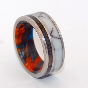 THE MACHADO | Lava Burst Resin & Wild Horse Jasper Stone- Unique Wedding Rings - Minter and Richter Designs