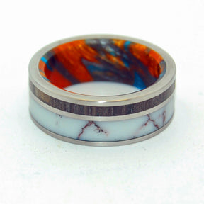 THE MACHADO | Lava Burst Resin & Wild Horse Jasper Stone- Unique Wedding Rings - Minter and Richter Designs