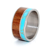 KATHMANDU | Tibetan Turquoise & Hawaiian Koa Wood Wedding Rings - Wooden Wedding Rings - Minter and Richter Designs