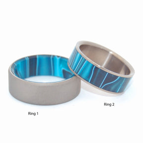 TIME TRAVEL | Aquatic Blue Resin - Unique Titanium Wedding Rings - Minter and Richter Designs