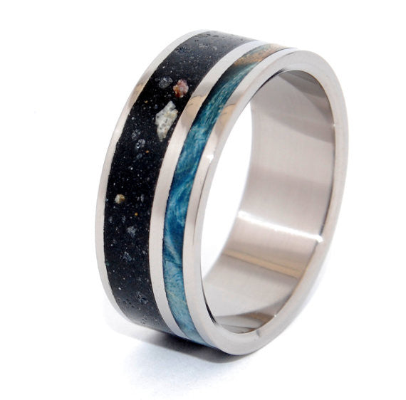 To Rise Above the Dark | Concrete and Wood - Titanium Wedding Band - Minter and Richter Designs