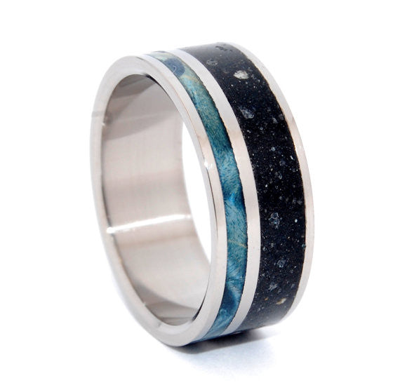 To Rise Above the Dark | Concrete and Wood - Titanium Wedding Band - Minter and Richter Designs