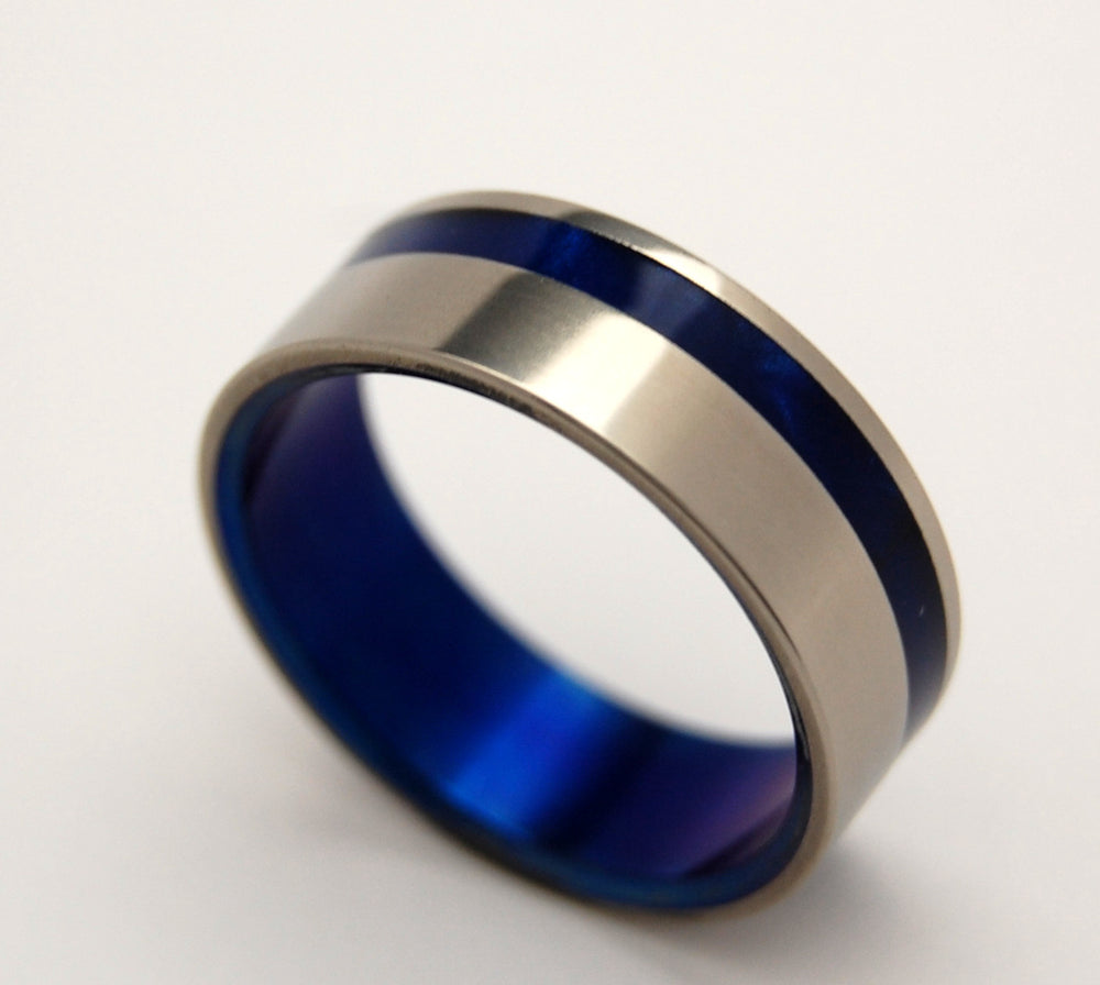 Minter + Richter | To the Winds Resign | Titanium Blue Wedding Rings