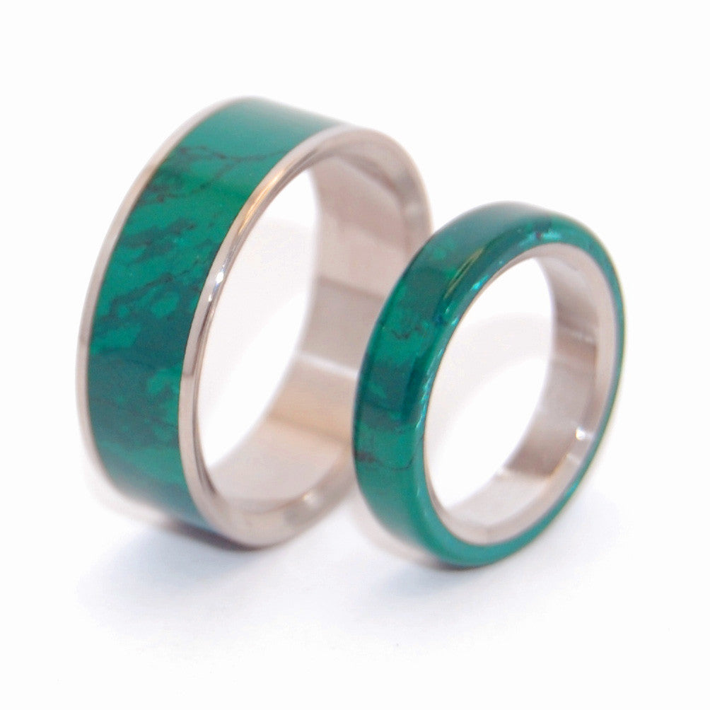 JADE SET | Jade Stone & Titanium Wedding Rings Set - Minter and Richter Designs