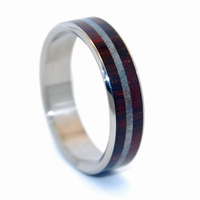 Trust | Rosewood and Blue Maple Wood - Titanium Wedding Ring - Minter and Richter Designs