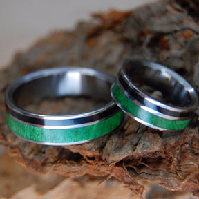 WITS THAT DO AGREE | Horn and Wood Titanium Wedding Ring Set - Minter and Richter Designs
