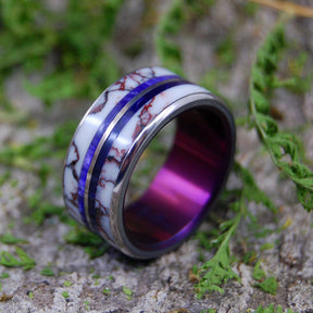 IN THE WILDS | Stone & Titanium Purple Wedding Rings - Minter and Richter Designs