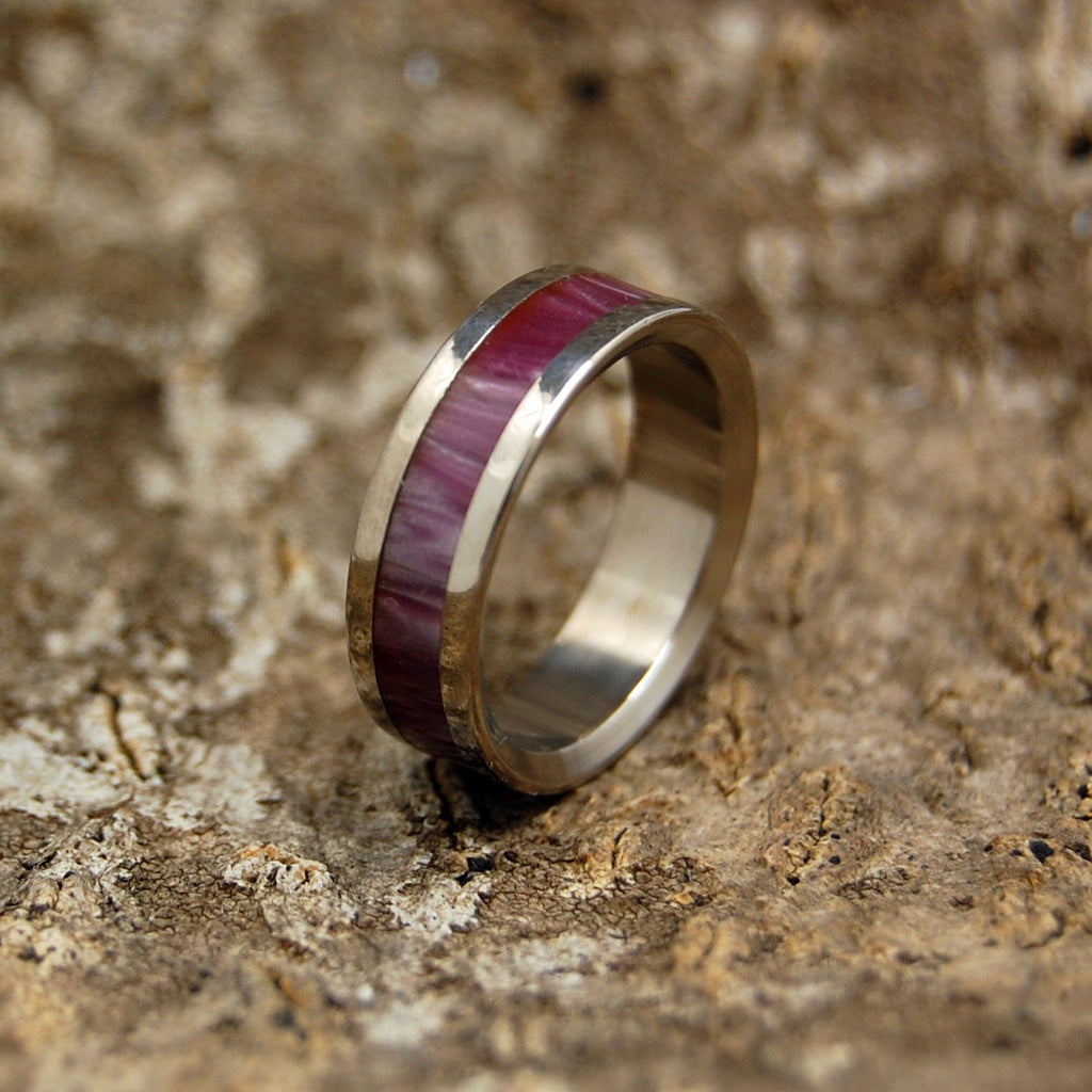 WINE MARBLED | Light Purple Resin & Titanium - Unique Wedding Rings - Women's Wedding Rings - Minter and Richter Designs