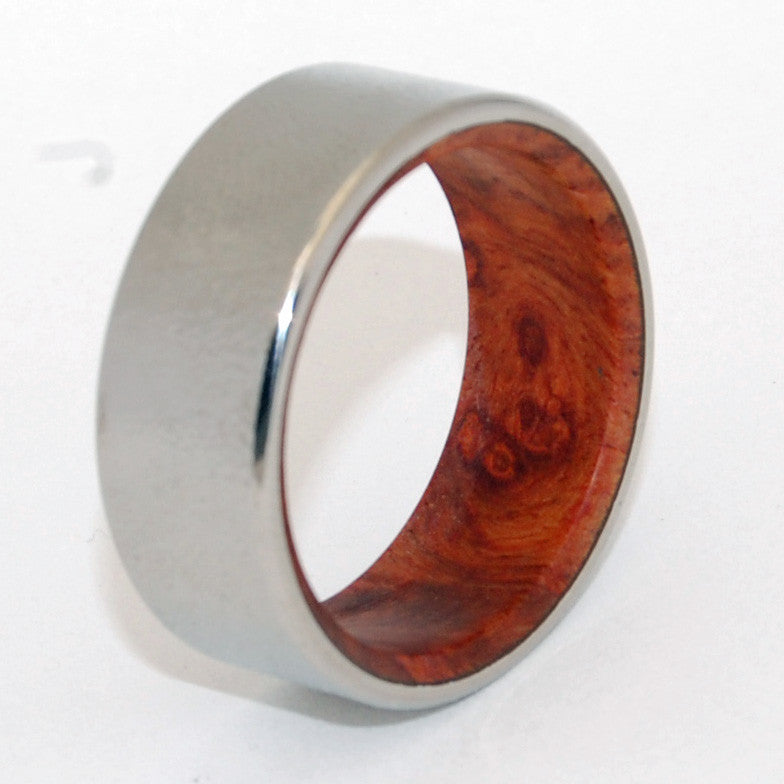 SANCTUM WIRE | Amboyna Burl Wood & Titanium - Wooden Wedding Rings - Minter and Richter Designs