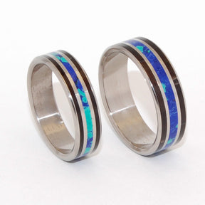 You Are My Most Rational Thought | His and Hers Stone and Horn - Titanium Wedding Ring Set - Minter and Richter Designs