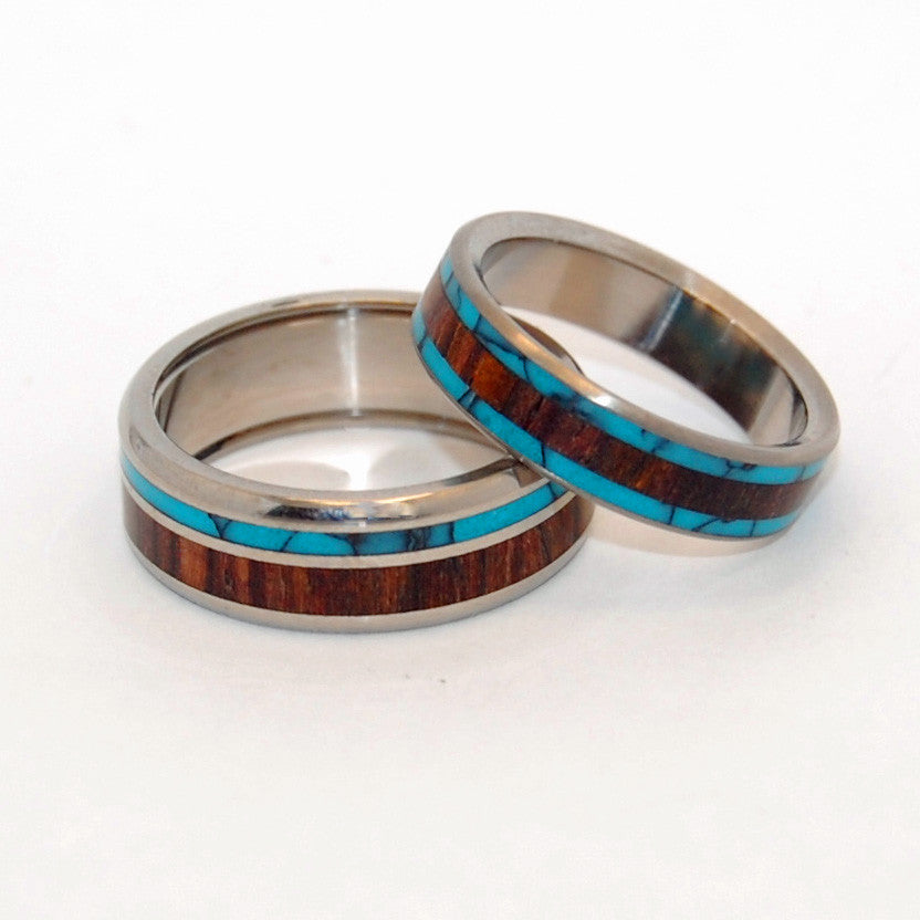 You Can See Me (Pop a Top) and Dock | Stone and Wood Titanium Wedding Ring Set - Minter and Richter Designs