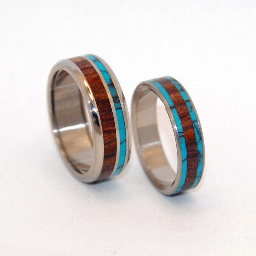 You Can See Me (Pop a Top) and Dock | Stone and Wood Titanium Wedding Ring Set - Minter and Richter Designs