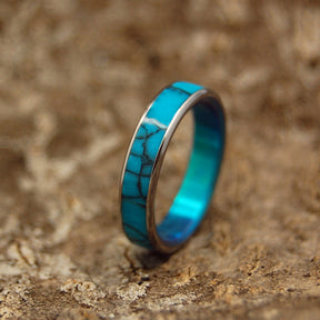 TURQUOISE DELIGHT | Turquoise & Titanium Wedding Bands - Minter and Richter Designs