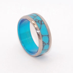 In the Turquoise Sea | Turquoise and Hand Anodized Titanium Wedding Ring - Minter and Richter Designs