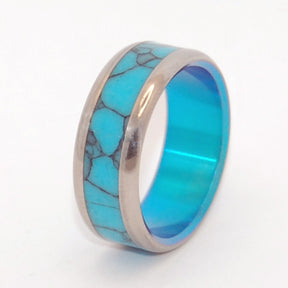 In the Turquoise Sea | Turquoise and Hand Anodized Titanium Wedding Ring - Minter and Richter Designs