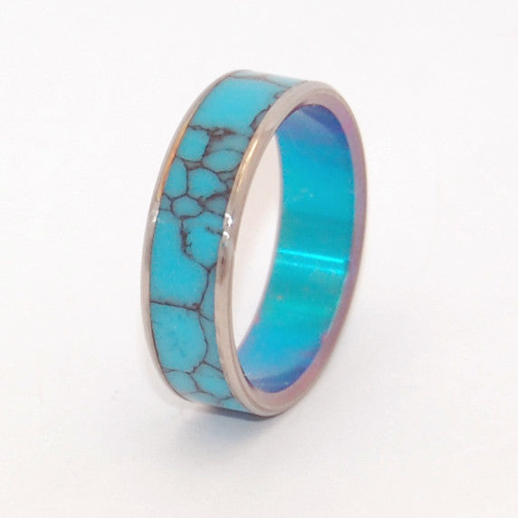 You and Me | Turquoise and Hand Anodized Titanium Wedding Ring - Minter and Richter Designs