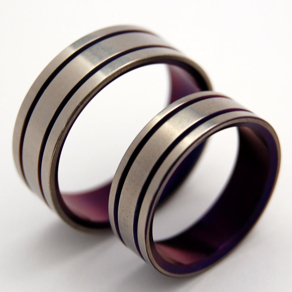 ALMA MATER | Purple Titanium Wedding Rings - Minter and Richter Designs