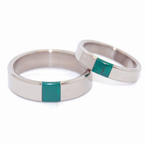 ARRANT JADE | Titanium & Jade Stone Wedding Rings - Unique Wedding Rings Set - Minter and Richter Designs