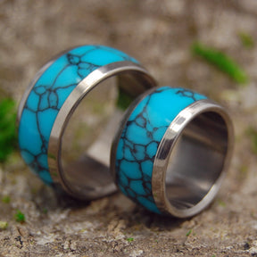 ATLANTIS | Turquoise Stone & Titanium - Unique Wedding Rings - Wedding Rings Set - Minter and Richter Designs