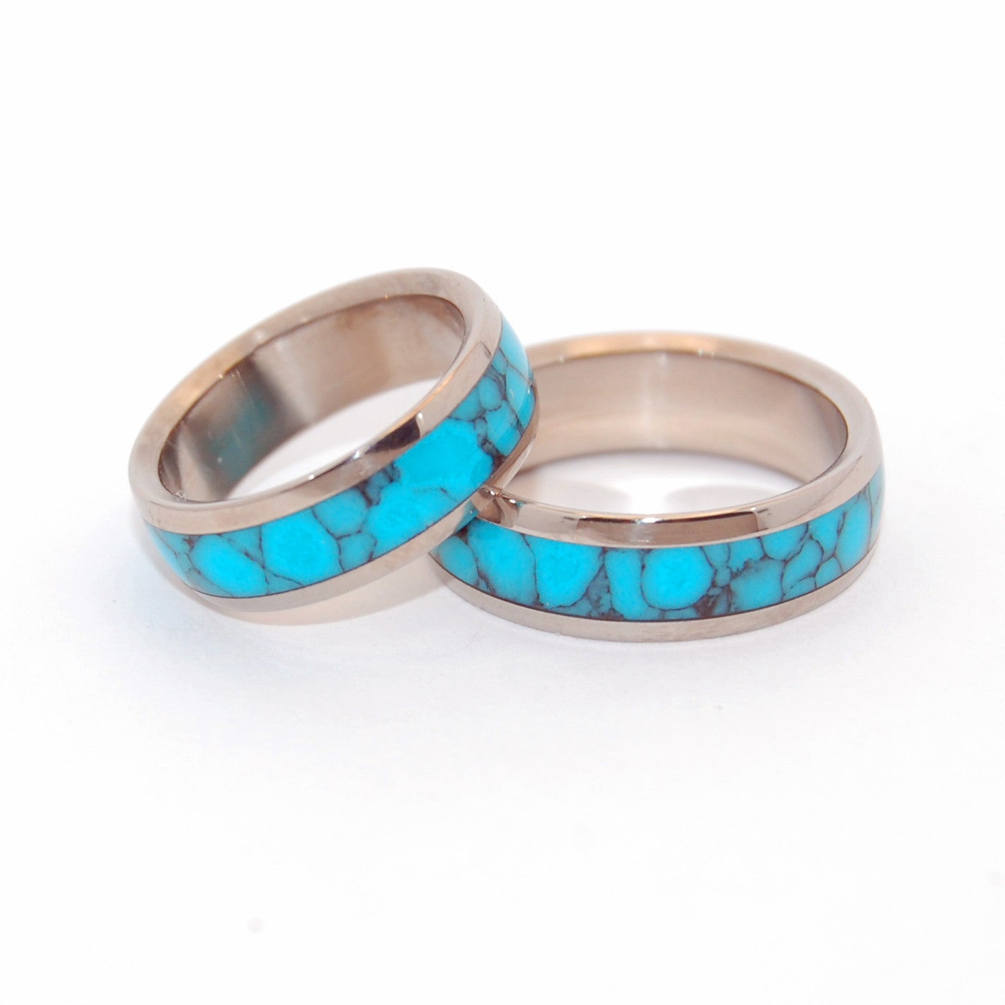 ATLANTIS | Turquoise Stone & Titanium - Unique Wedding Rings - Wedding Rings Set - Minter and Richter Designs