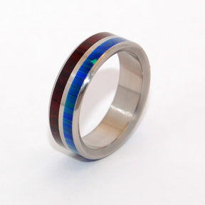 JUNGLE | Azurite Stone & Wood Titanium Wedding Rings - Minter and Richter Designs