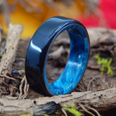 BEST LOVE | Black Onyx Stone & Blue Box Elder Wood Custom Black Rings for Men - Minter and Richter Designs