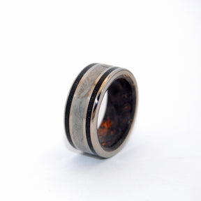 THE RESOLUTE | Black Box Elder Wood & Meteorite & Concrete Unique Men's Meteorite Rings - Minter and Richter Designs