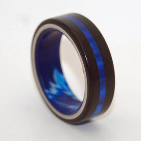 CENTER OF MY GALAXY | Handcrafted Resin Blue & Black Titanium Wedding Rings - Minter and Richter Designs