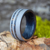 MR. SANDMAN | Box Elder Wood  & Mokume Gane - Sandblasted Wedding Ring - Minter and Richter Designs