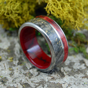 ALREADY DESTINED | Box Elder Wood & Jasper Stone Titanium Wedding Rings - Minter and Richter Designs
