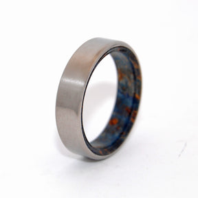 BLOWN AWAY | Blue Box Elder Wood - Handcrafted Titanium Wedding Rings - Minter and Richter Designs