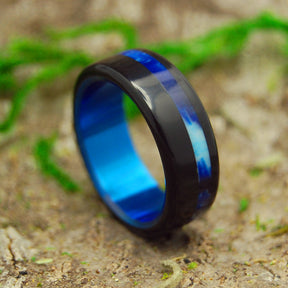 Minter + Richter | Tron | Titanium Men's Black Wedding Rings - blue ...