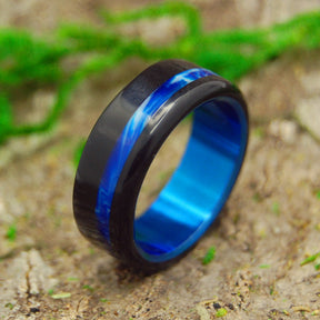 Minter + Richter | Tron | Titanium Men's Black Wedding Rings - blue ...